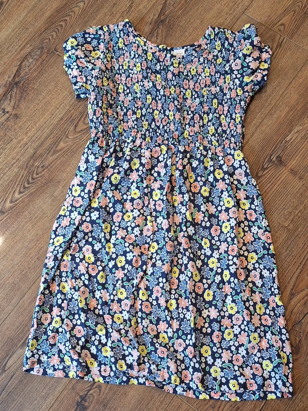 Smocked Navy Floral Casual Dress for Girls by Carters Kids ☆Size 14☆